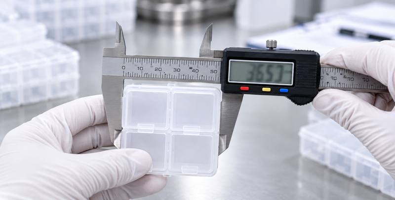 Dimensional check using precision calipers