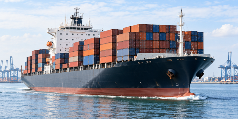 Container ship for global product delivery