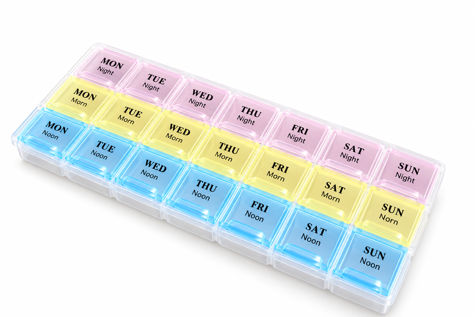 SY-016 Three-Times-Daily 21-Compartment Pill Organizer