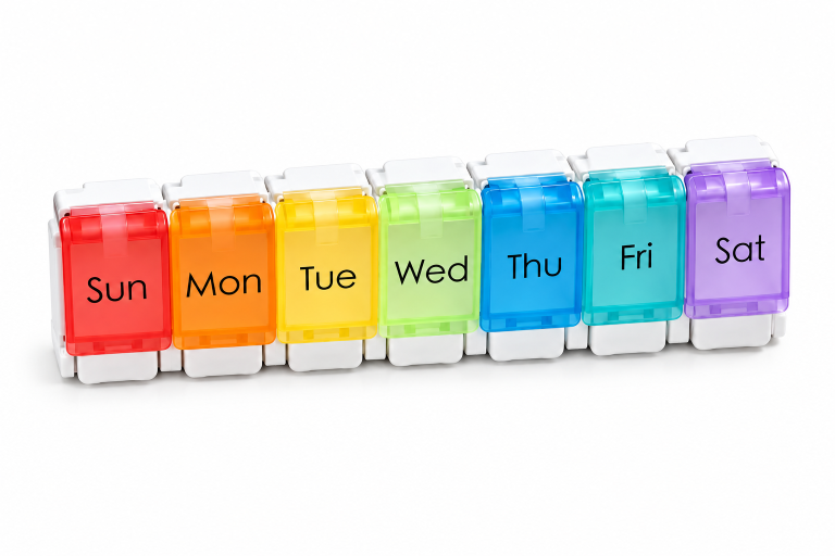 SY-033 Single-Row 7-Day Push-Button Pill Organizer