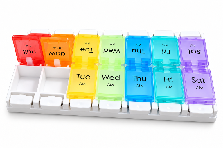 SY-034 Double-Row 7-Day Push-Button Pill Organizer