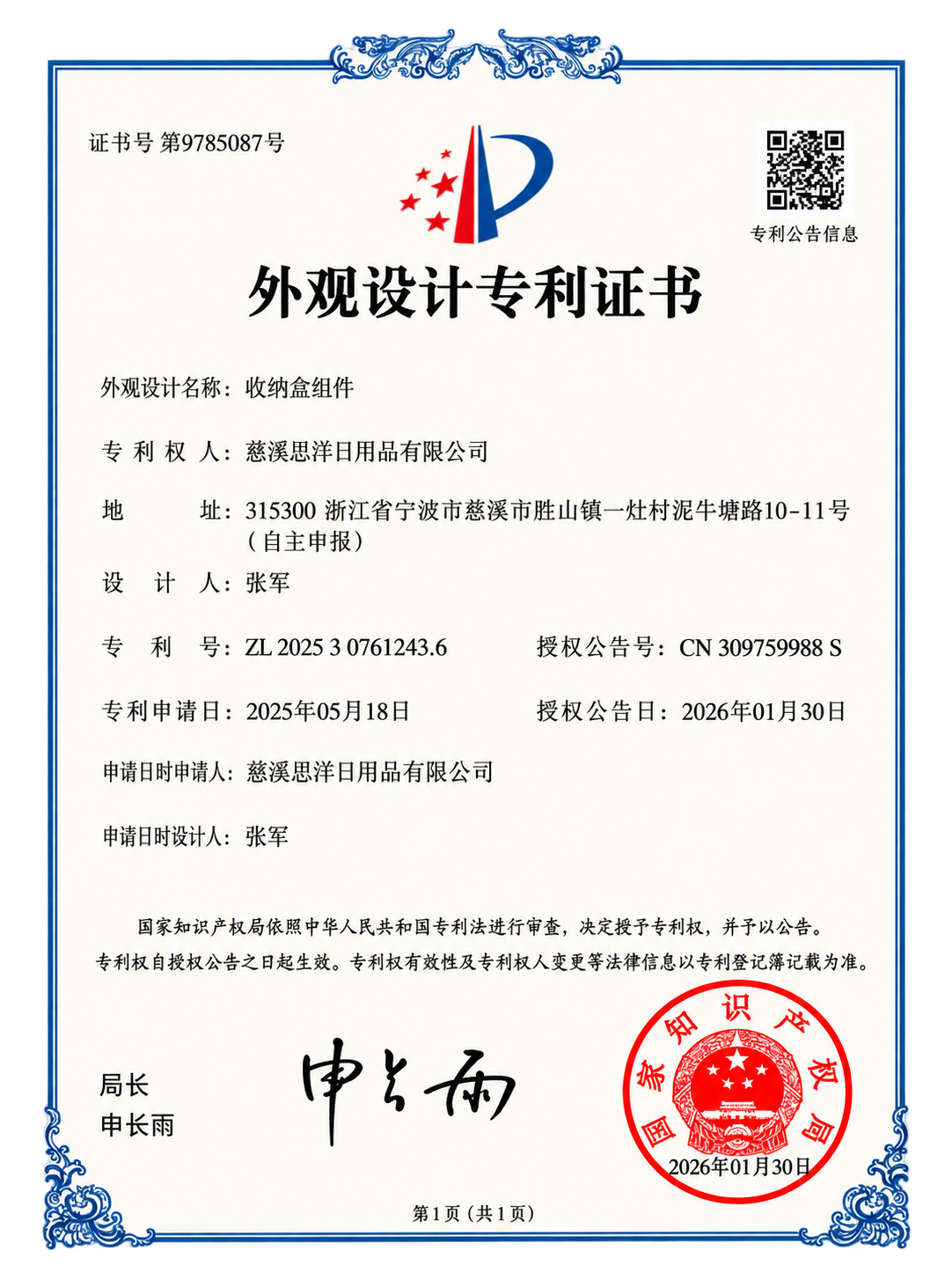 Design Patent inspection report
