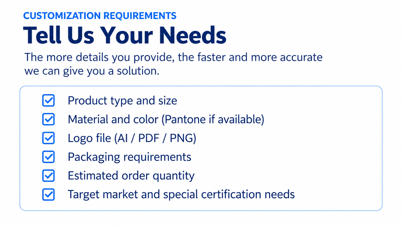 Tell us your customization requirements